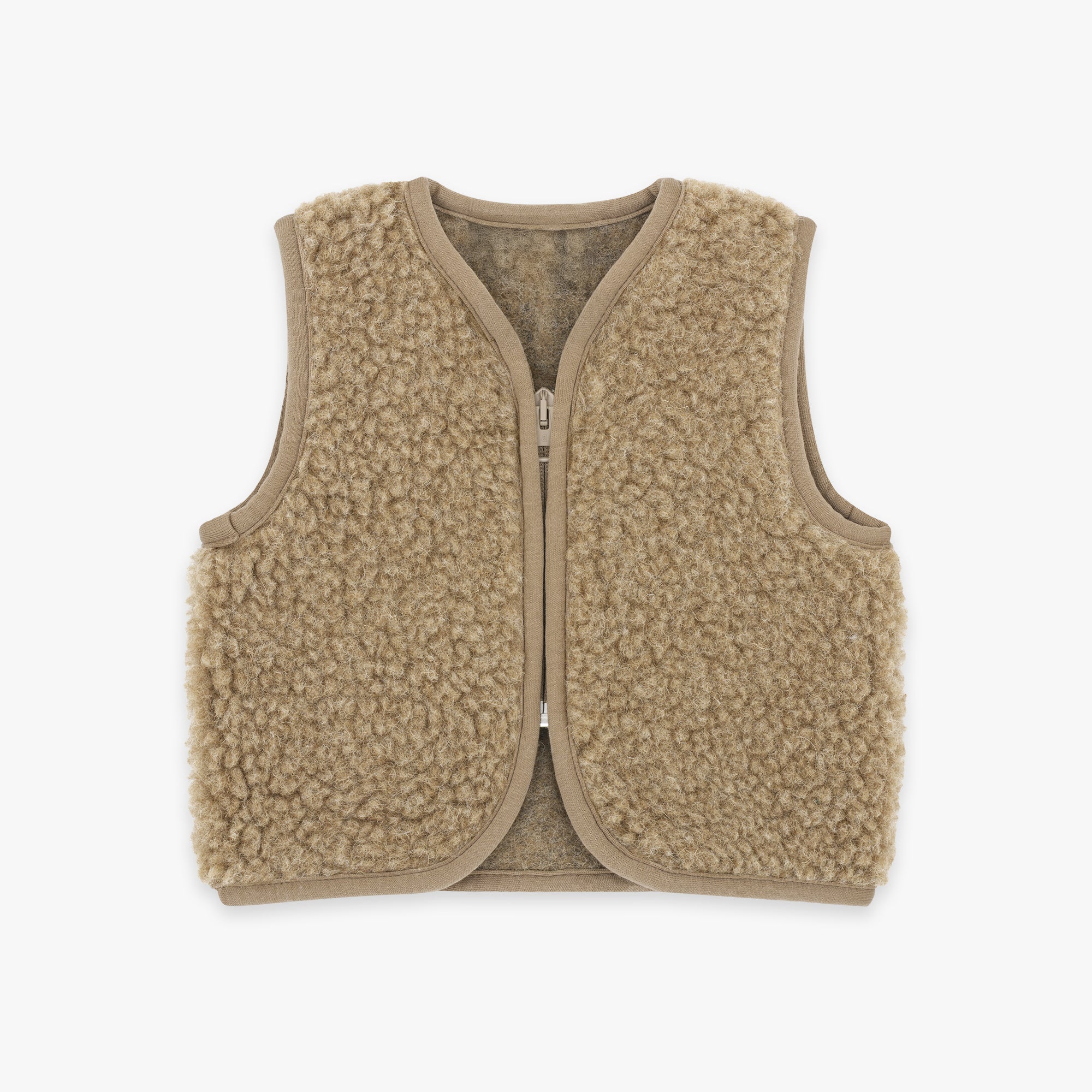 Merinowollen teddy bodywarmer | Essential Taupe