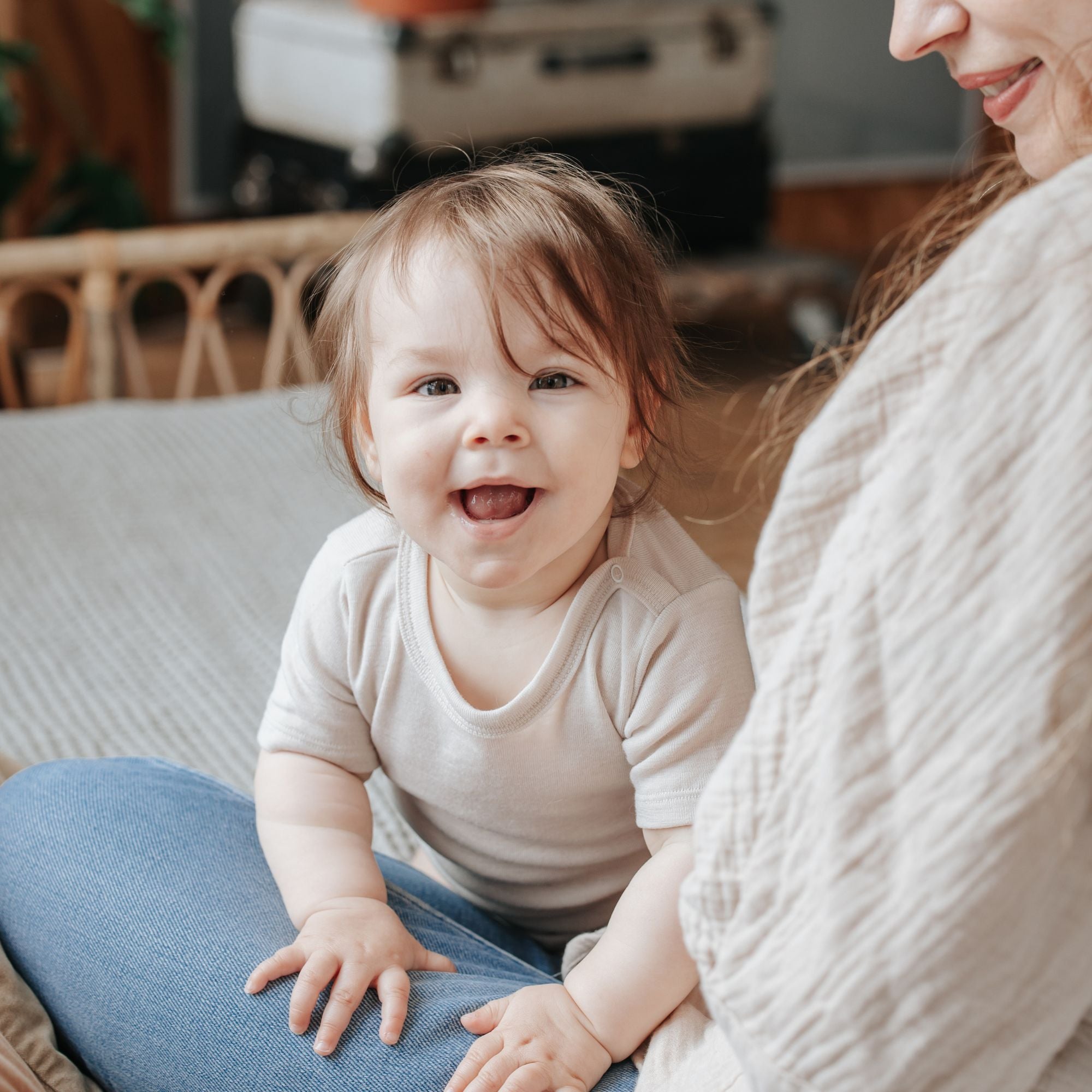 Wol-zijde Romper met korte mouwen | Essential Beige