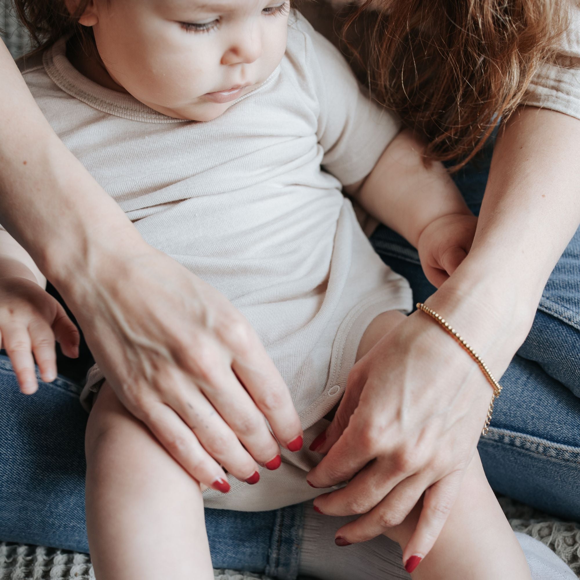 Wol-zijde Romper met korte mouwen | Essential Beige