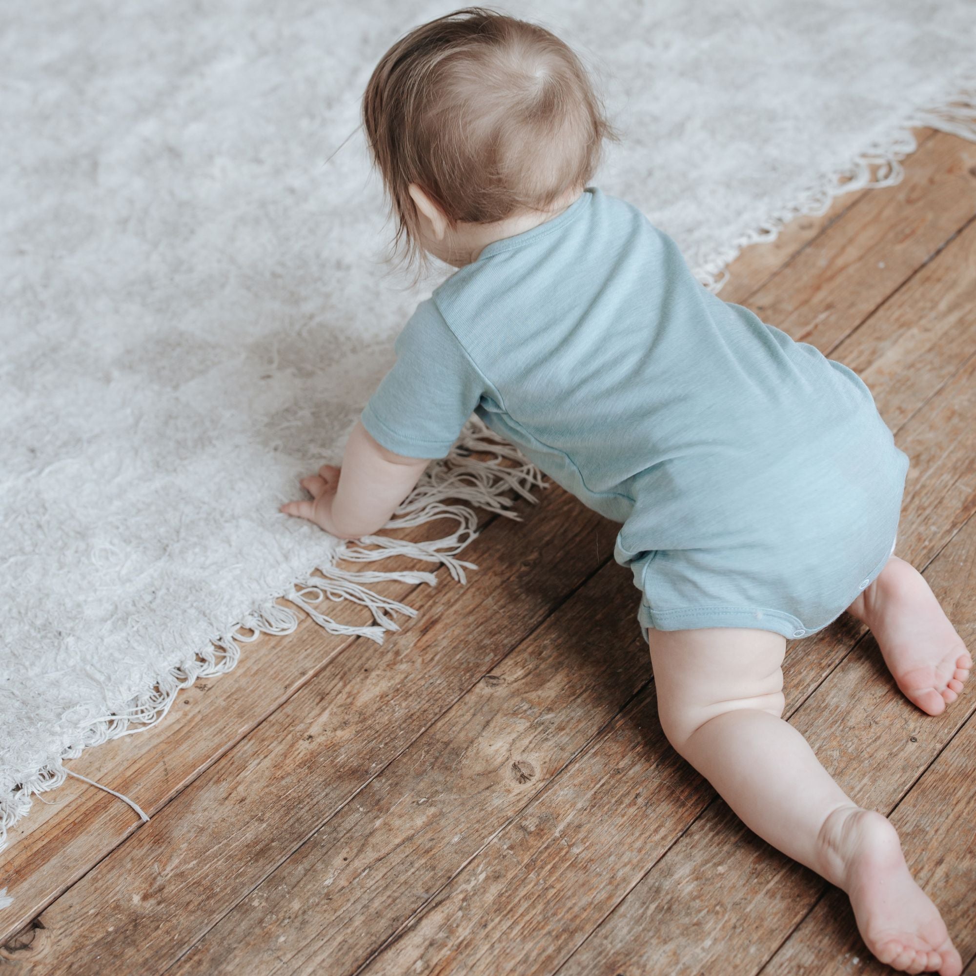 Wol-zijde Romper met korte mouwen | Essential Mint