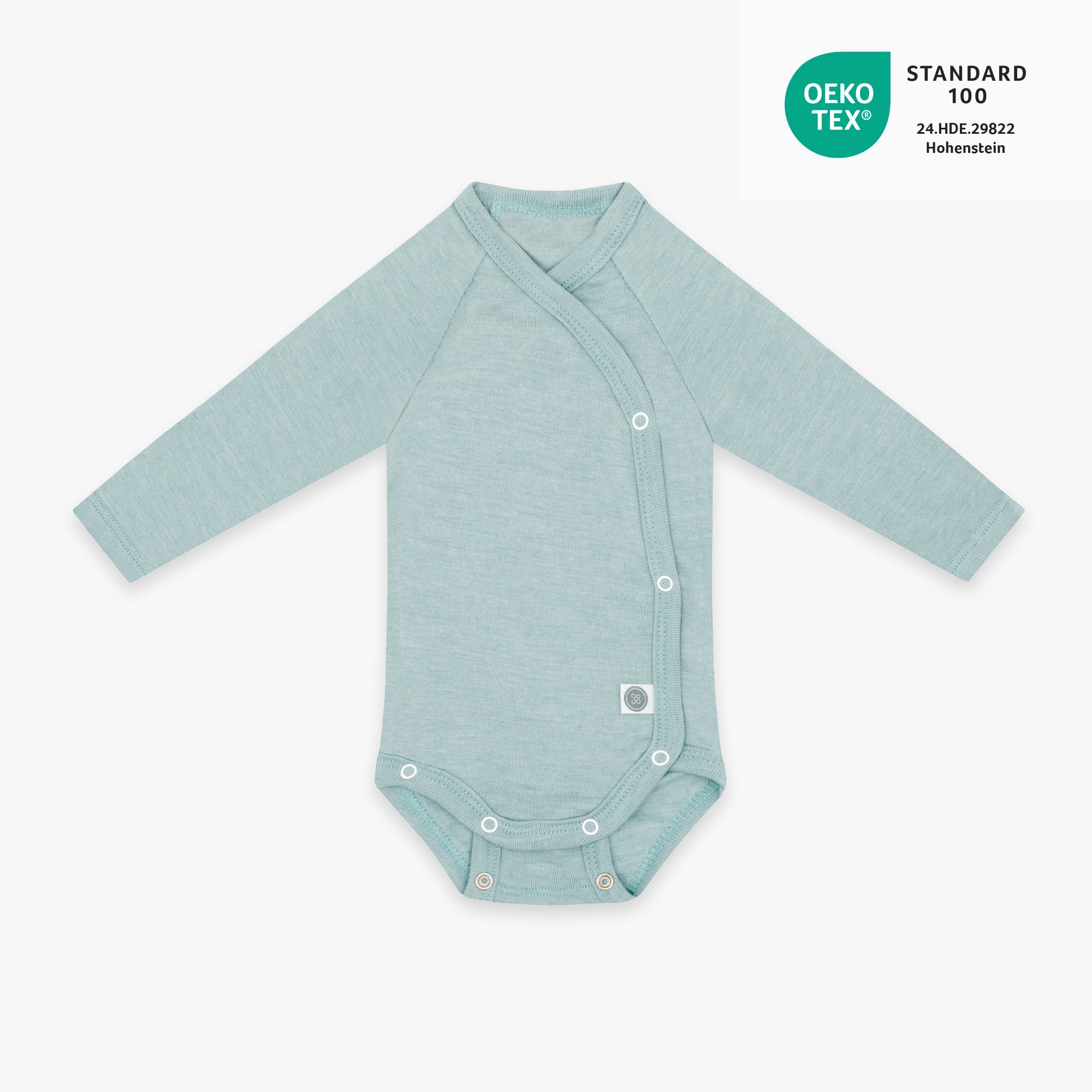 Wol/zijde wikkelromper met lange mouwen | Essential Mint