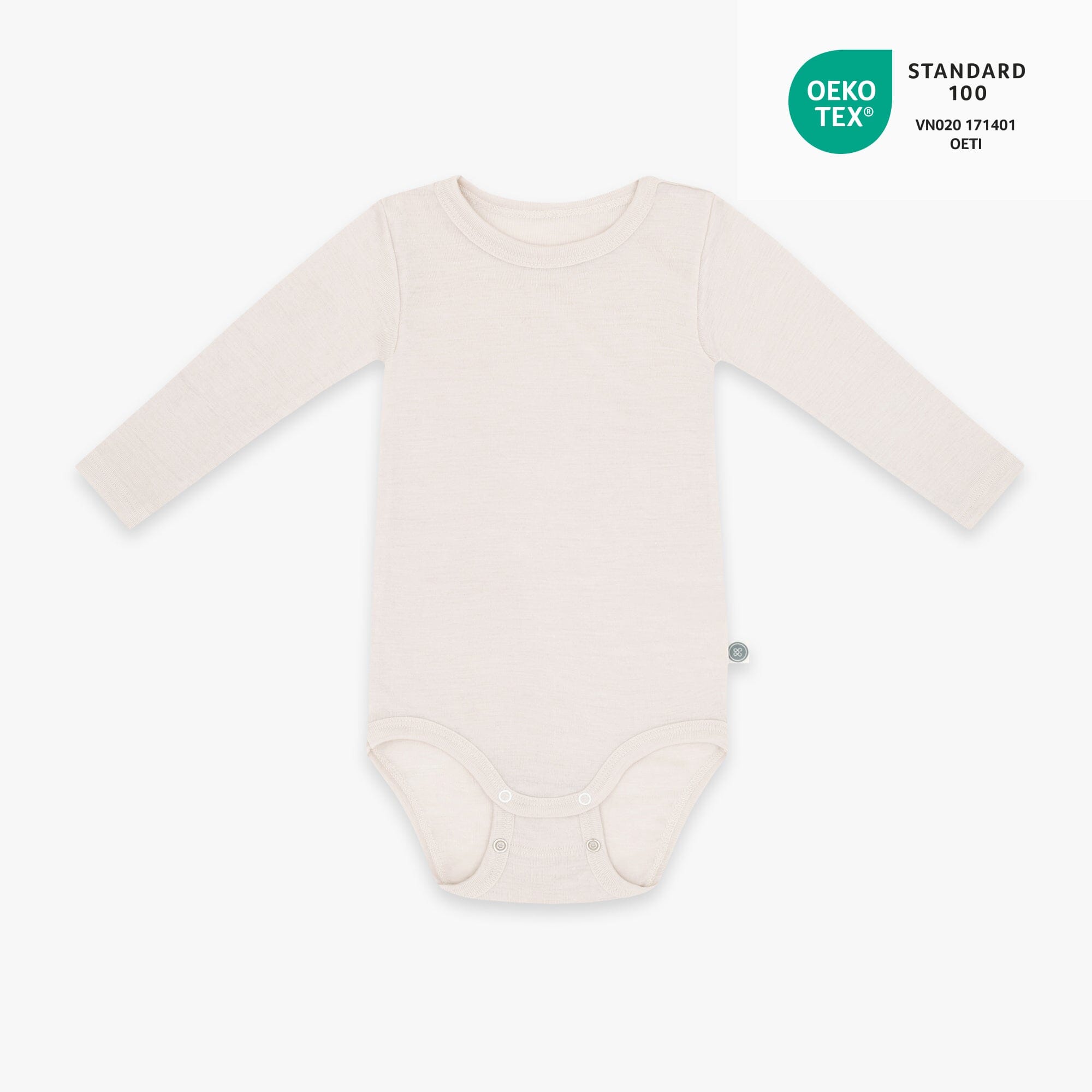 Wol/zijde romper met lange mouwen | Essential Beige