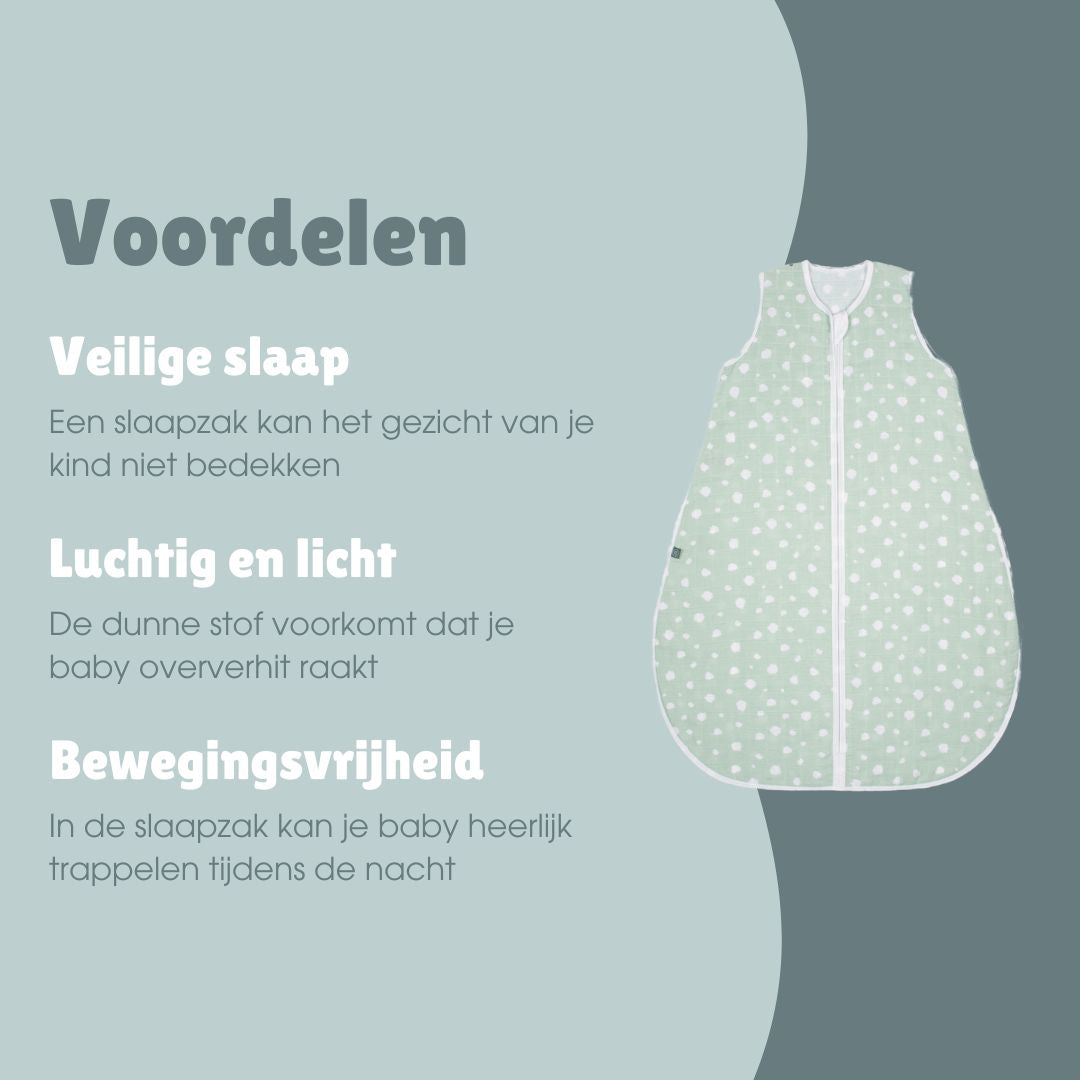 Mousseline slaapzak 0.5 TOG | Stippen Mint