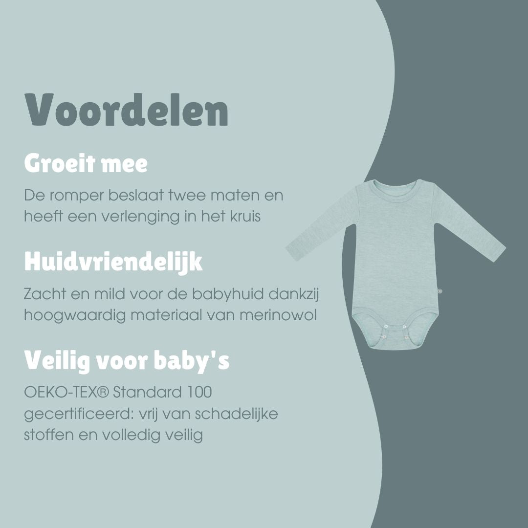 Merinowollen romper met lange mouwen | Essential Mint