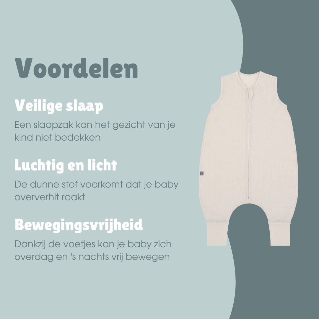 Linnen slaapzak met voetjes 0.5 TOG | Essential Beige