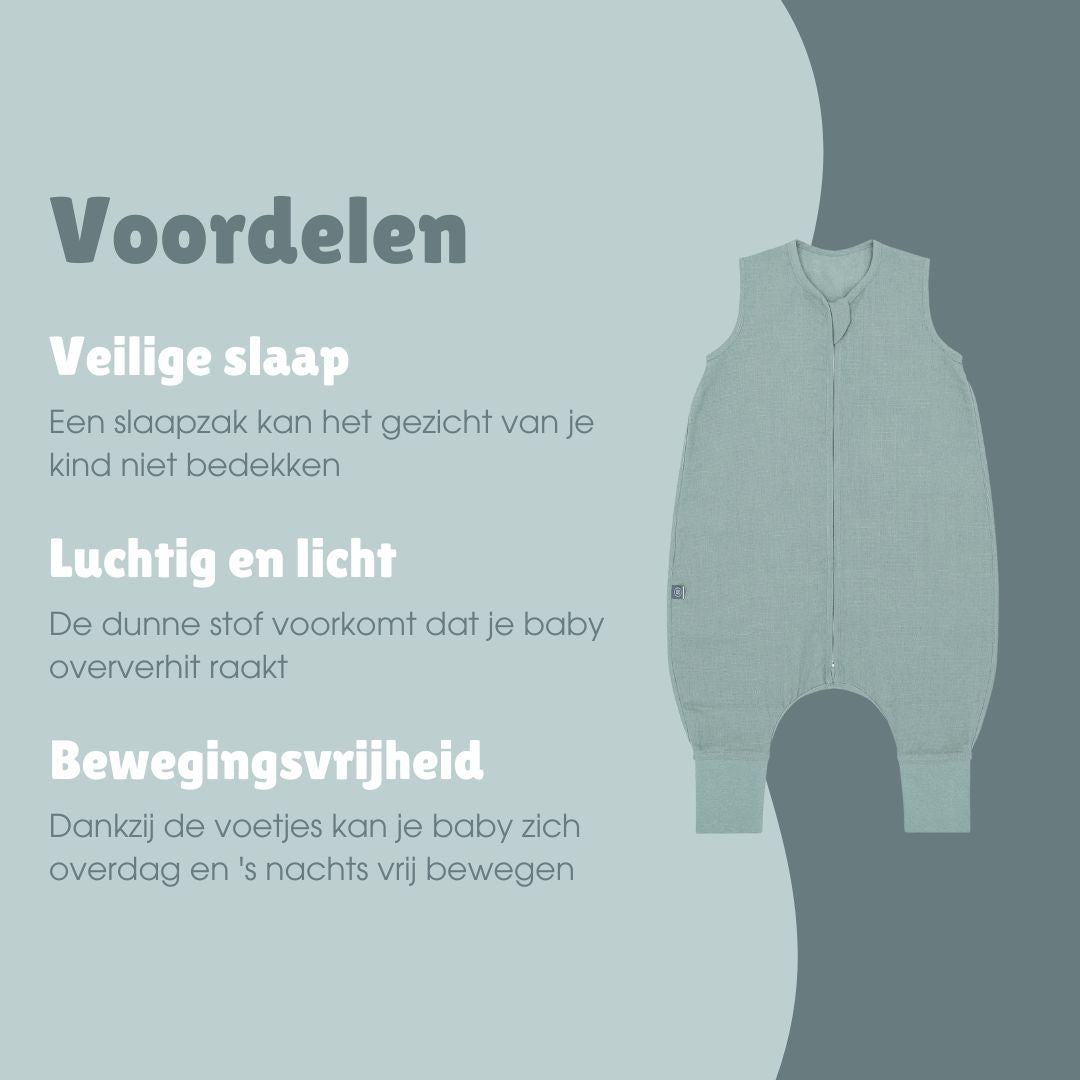 Linnen slaapzak met voetjes 0.5 TOG | Essential Mint