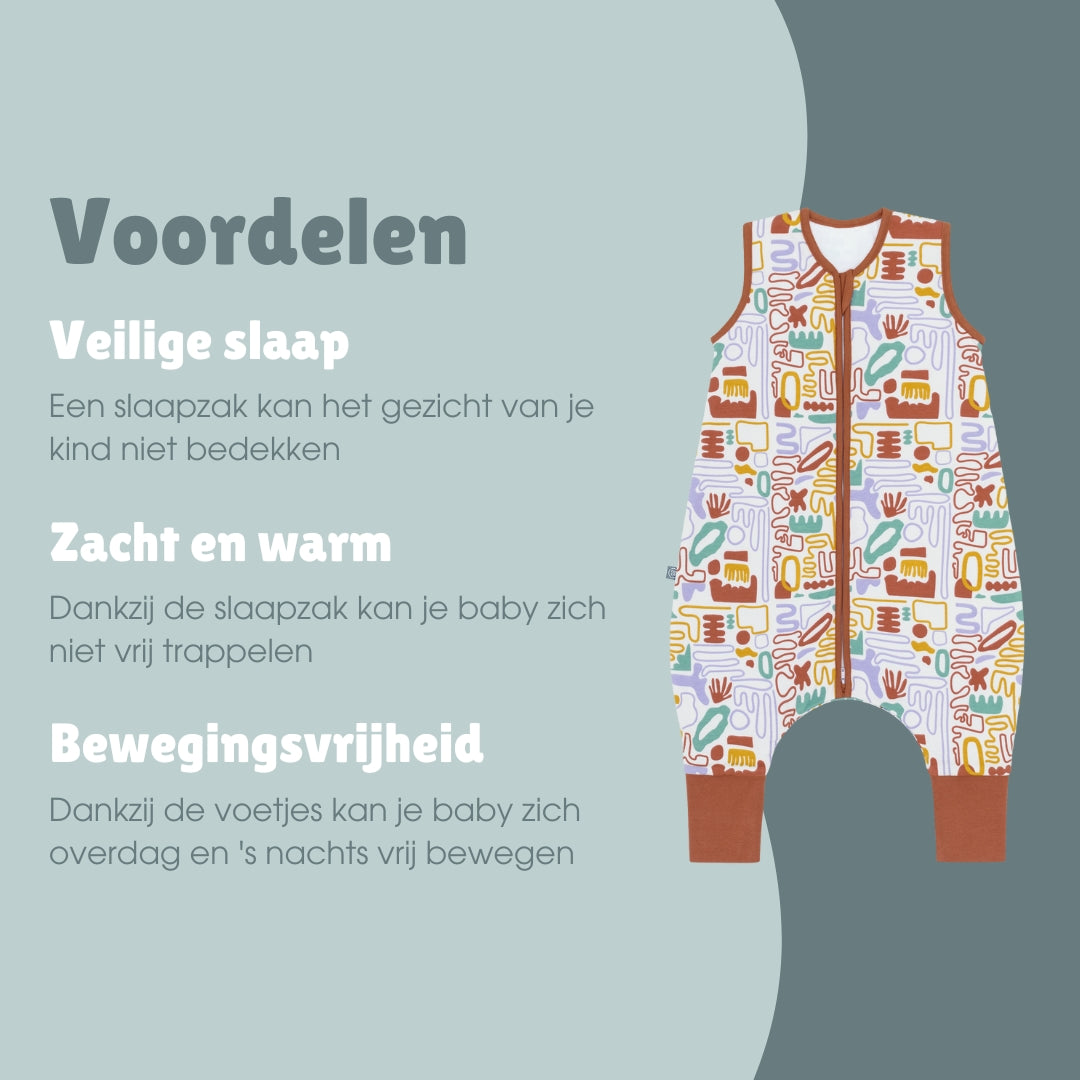 Slaapzak met voetjes 1.0 TOG | Bonte Vormen
