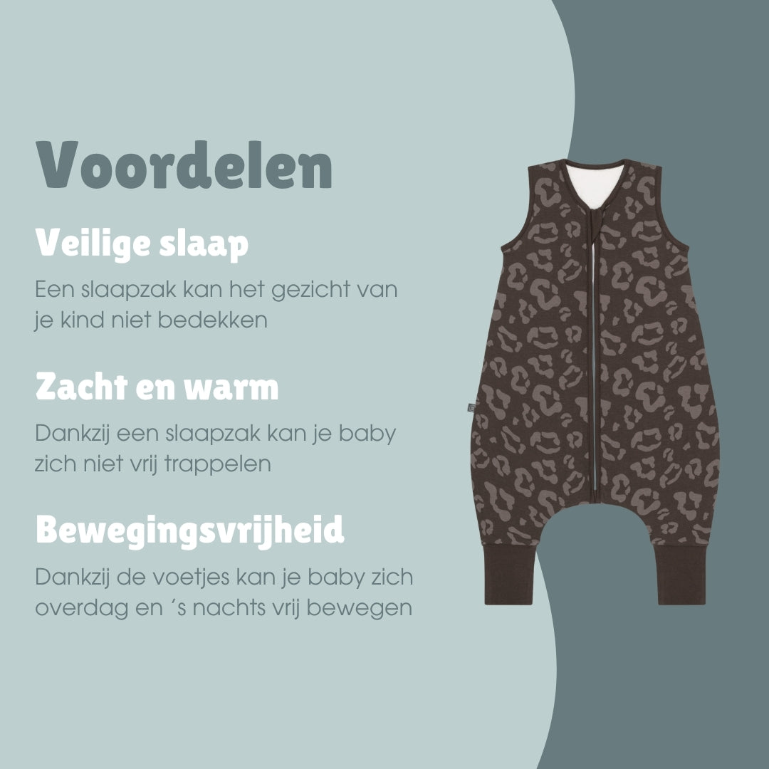 Slaapzak met voetjes 2.5 TOG | Luipaard Chocolade