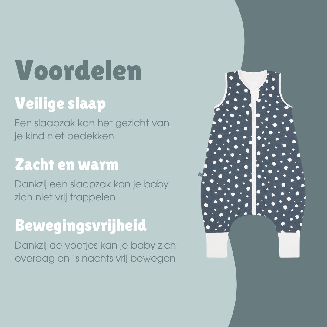 Slaapzak met voetjes 2.5 TOG | Stippen Blauw