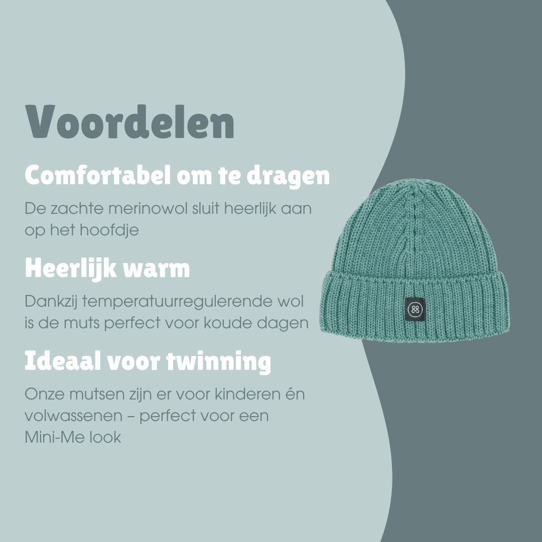 Merinowollen muts kind | Essential Mint