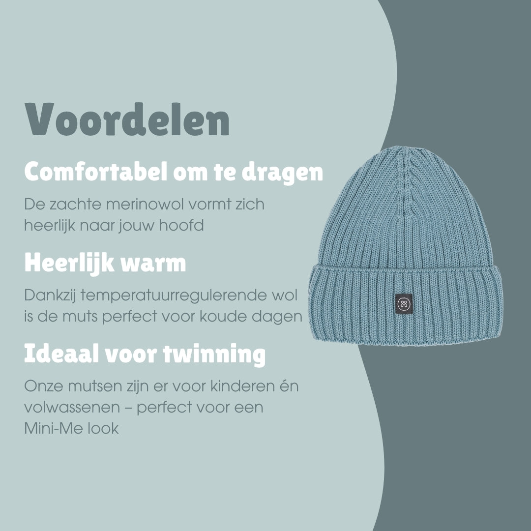 Merinowollen muts volwassenen | Essential Ice Blue