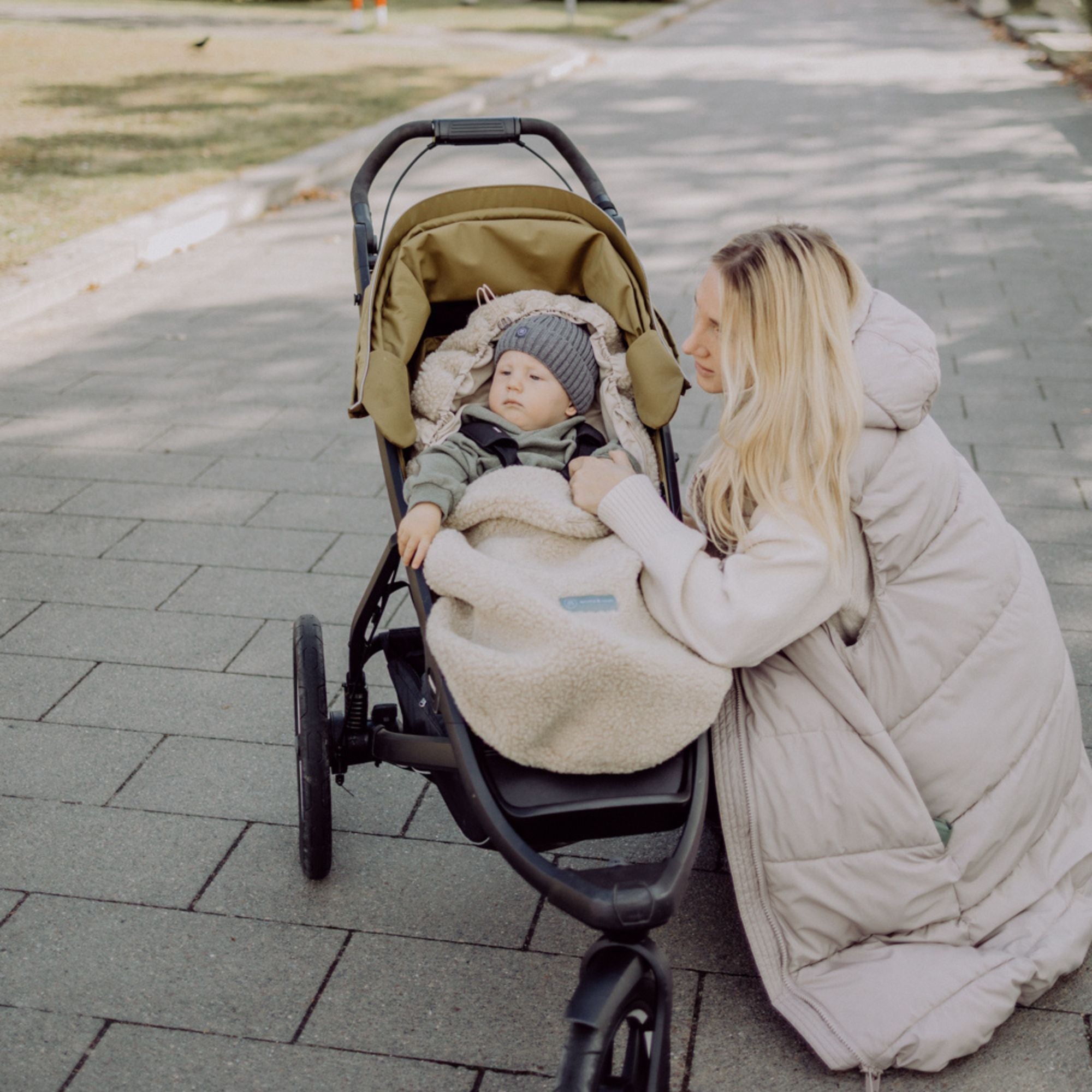 Merinowollen teddy voetenzak | Essential Beige