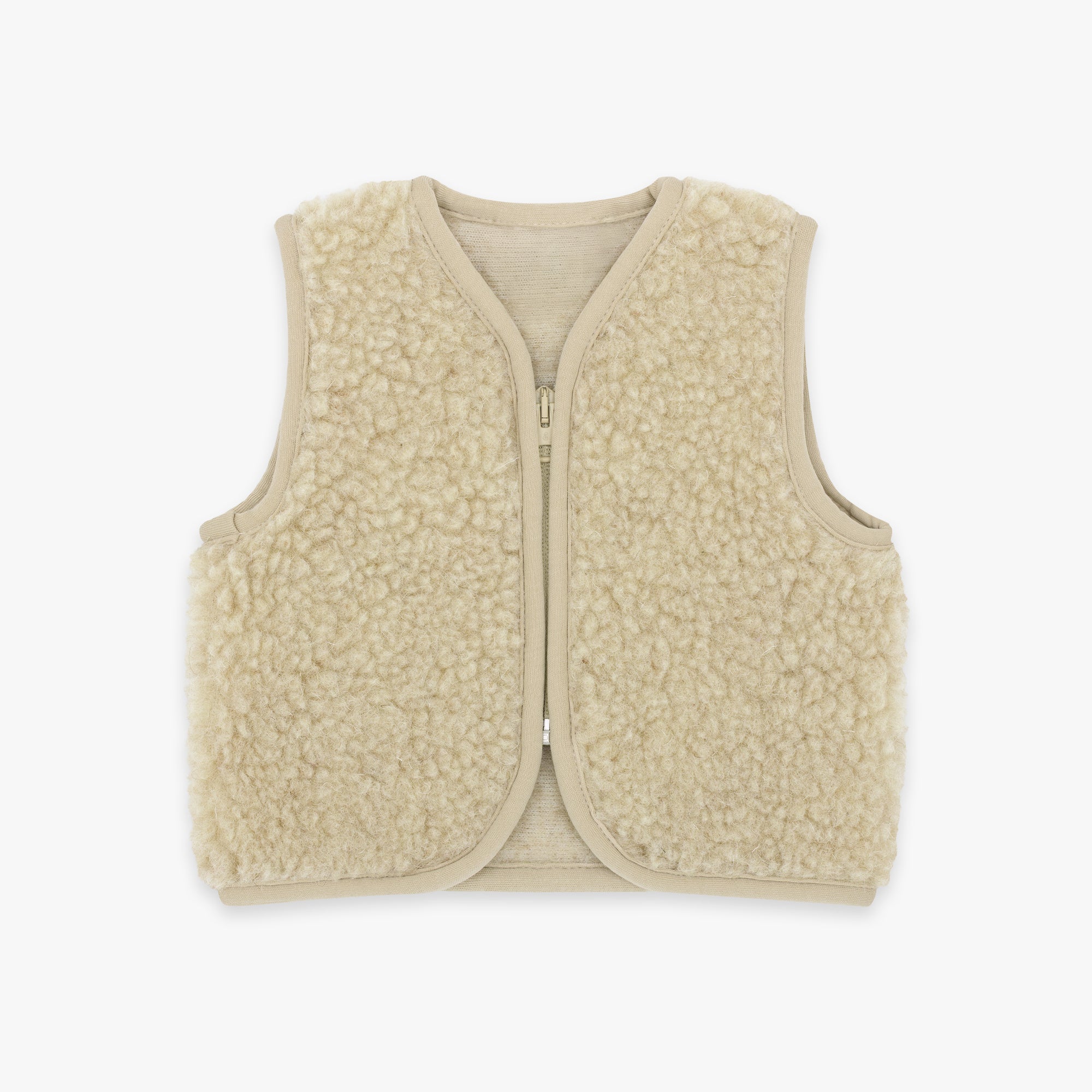 Merinowollen teddy bodywarmer | Essential Beige